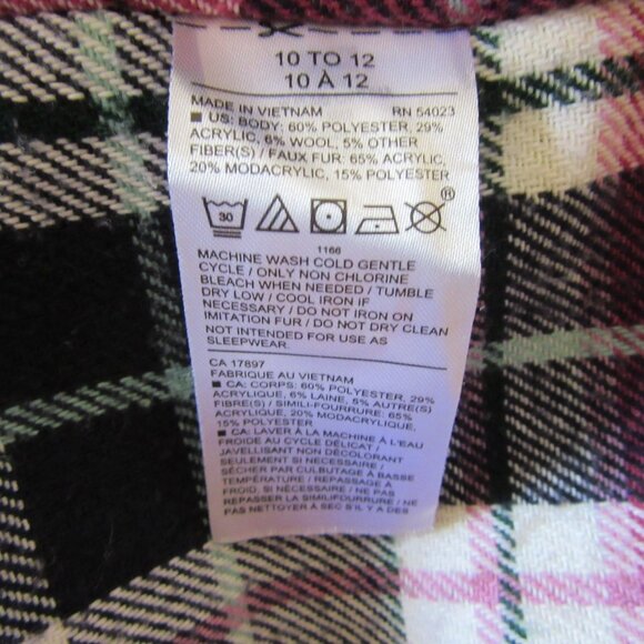 JANIE AND JACK San Francisco Girls Button Plaid Size 10 Faux Fur Collar Cape - Picture 4 of 4